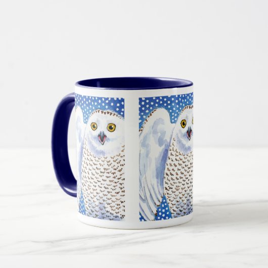 かわいいスノーフクロウ冬の自然 マグカップ (正面左)