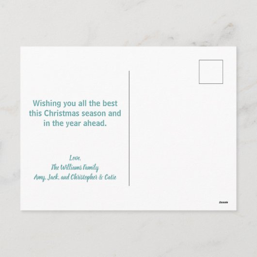 かわいいスノーフレーク子供たち家族の写真クリスマス シーズンポストカード (裏面)