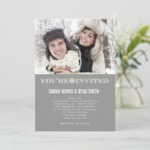 かわいいスノーフレーク結婚グレイの写真招待状 招待状 (スタンド正面)