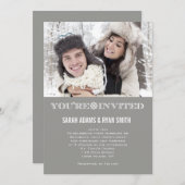 かわいいスノーフレーク結婚グレイの写真招待状 招待状 (正面/裏面)