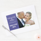 かわいいスノーフレーク・パープルありがとうステッカー 長方形シール (封筒)