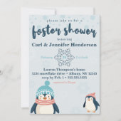 かわいいスノーペンギン気にフォスターベビー/チャイルドシャワー 招待状 (正面)