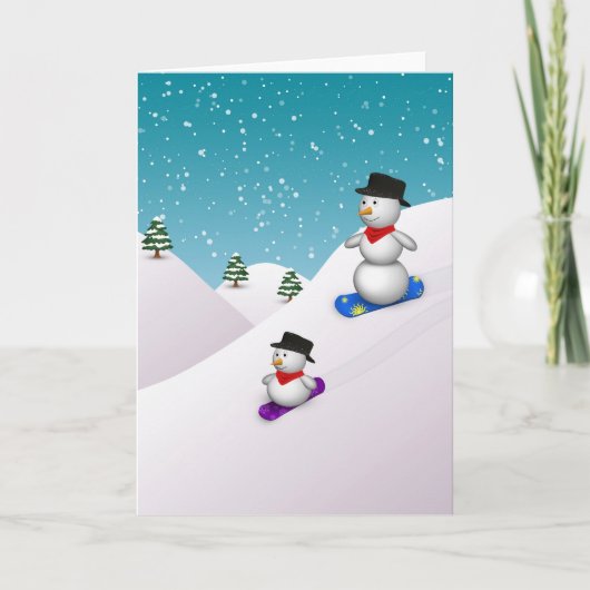 かわいいスノーボード雪だるま シーズンカード (正面)