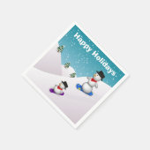 かわいいスノーボード雪だるま スタンダードカクテルナプキン (角)