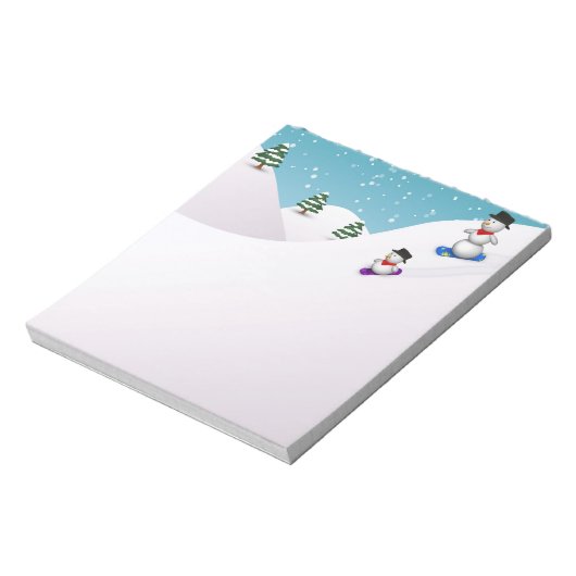 かわいいスノーボード雪だるま ノートパッド (回転)