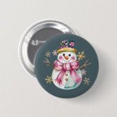 かわいいスノーマンの冬の休日のクリスマス 缶バッジ (正面&裏面)