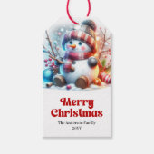 かわいいスノーマンの子供用クリスマスギフトタグ 編集可能 ギフトタグ (正面)
