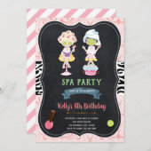 かわいいスパのスランバーバーバースデーカード 招待状 (正面/裏面)