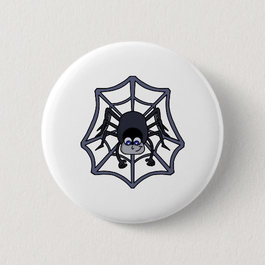 かわいいスパイダーのくもの巣 缶バッジ (正面)