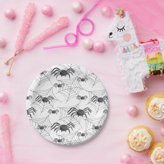 かわいいスパイダーウォーターカラーハローウィンパーティ ペーパープレート (パーティー)
