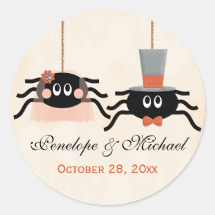 かわいいスパイダーハロウィン結婚ズ ラウンドシール