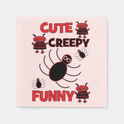 かわいいスパイダー幽霊面白いハロウィーン スタンダードカクテルナプキン (正面)