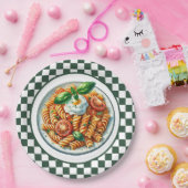 かわいいスパイラルパスタのディナー ペーパープレート (パーティー)