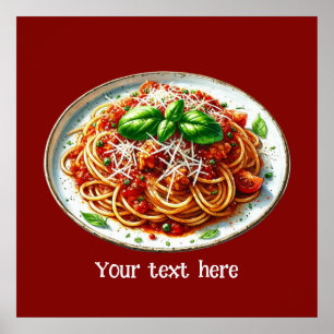 かわいいスパゲティイタリアンは食べカスタマイズ物のポステー ポスター