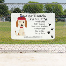 かわいいスパニエル犬ドッグ歩くグルーミング事業 横断幕