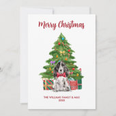 かわいいスパニエル犬家族のクリスマス シーズンカード (正面)