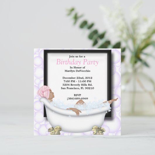 かわいいスパバスマッサージと美しいパーティー 招待状 (スタンド正面)