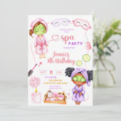 かわいいスパパーティーの女の子の誕生日 招待状 (スタンド正面)