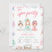 かわいいスパパーティーガールズ誕生日 招待状 (正面)