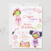 かわいいスパパーティーガール誕生日 招待状 (正面)