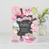 かわいいスパパーティー誕生日招待状 招待状 (スタンド正面)