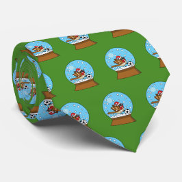 かわいいスパロウのサッカー遊姿のスノーグローブ ネクタイ