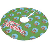 かわいいスパロウのサッカー遊姿のスノーグローブ ブラッシュドポリエステルツリースカート (アングル)