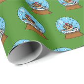 かわいいスパロウのサッカー遊姿のスノーグローブ ラッピングペーパー (ロールコーナー)