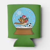 かわいいスパロウのサッカー遊姿のスノーグローブ 缶クーラー (裏面)