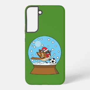 かわいいスパロウのサッカー遊姿のスノーグローブ SAMSUNG GALAXY S22+ケース