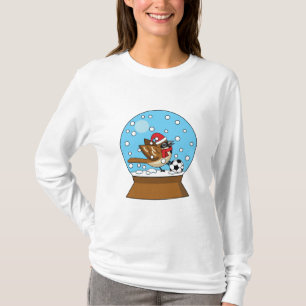 かわいいスパロウのサッカー遊姿のスノーグローブ Tシャツ