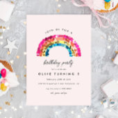 かわいいスパンコール虹色の誕生日パーティー 招待状