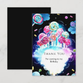 かわいいスパークリングキャンディーランドの誕生日 サンキューカード (正面/裏面)