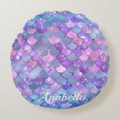 かわいいスパークリーグリッターマーメイドはかりで測 ラウンドクッション (正面)