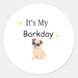 かわいいスパークルイッツマイBarkdayパピーステッカー ラウンドシール