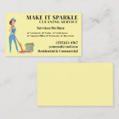 かわいいスパークルカートゥーンメイドクリーニングサービス 名刺 (正面/裏面)