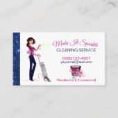 かわいいスパークルカートメイドクリーニングサービス 名刺 (正面)