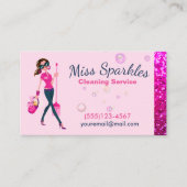 かわいいスパークル漫画メイドハウスクリーニングサービス 名刺 (正面)
