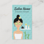 かわいいスパ女性イラストレーション-スパと美しいサロン 名刺 (正面)