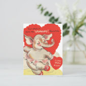 かわいいスピニングエレファントバレンタインヴィンテージ シーズンポストカード (スタンド正面)