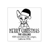 かわいいスフィンクス猫差出人住所クリスマス ラバースタンプ (インプリント)