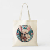 かわいいスフランスのブルドッグパステルステンドグラス トートバッグ (裏面)