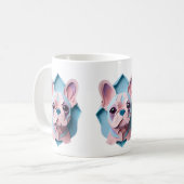 かわいいスフランスのブルドッグパステル紙カッティングアート コーヒーマグカップ (正面左)