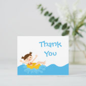 かわいいスプラッシュガールのプールパーティー感謝していようはがき ポストカード (スタンド正面)