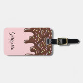 かわいいスプリンクルアイスクリームチョコレートパーソナライズ ラゲッジタグ (正面横)