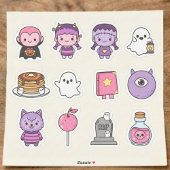 かわいいスプーキーな小さなモンスターとお菓子のステッカー シール