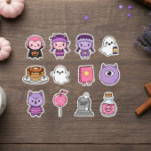 かわいいスプーキーな小さなモンスターとお菓子のステッカー シール