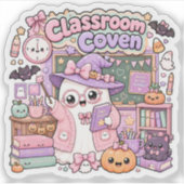 かわいいスプーキー怖可愛い先生ゴーストハロウィン シール (正面)