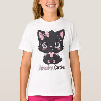 かわいいスプーキー・キューティー・ゴス・キャット・ガールズTシャツ - かわいい Tシャツ