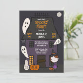 かわいいスプーキー ハロウィン パーティー お化け屋敷 招待状 (スタンド正面)